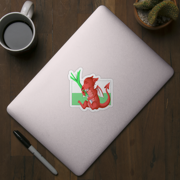 Welsh Dragon with leek by Skarmaiden